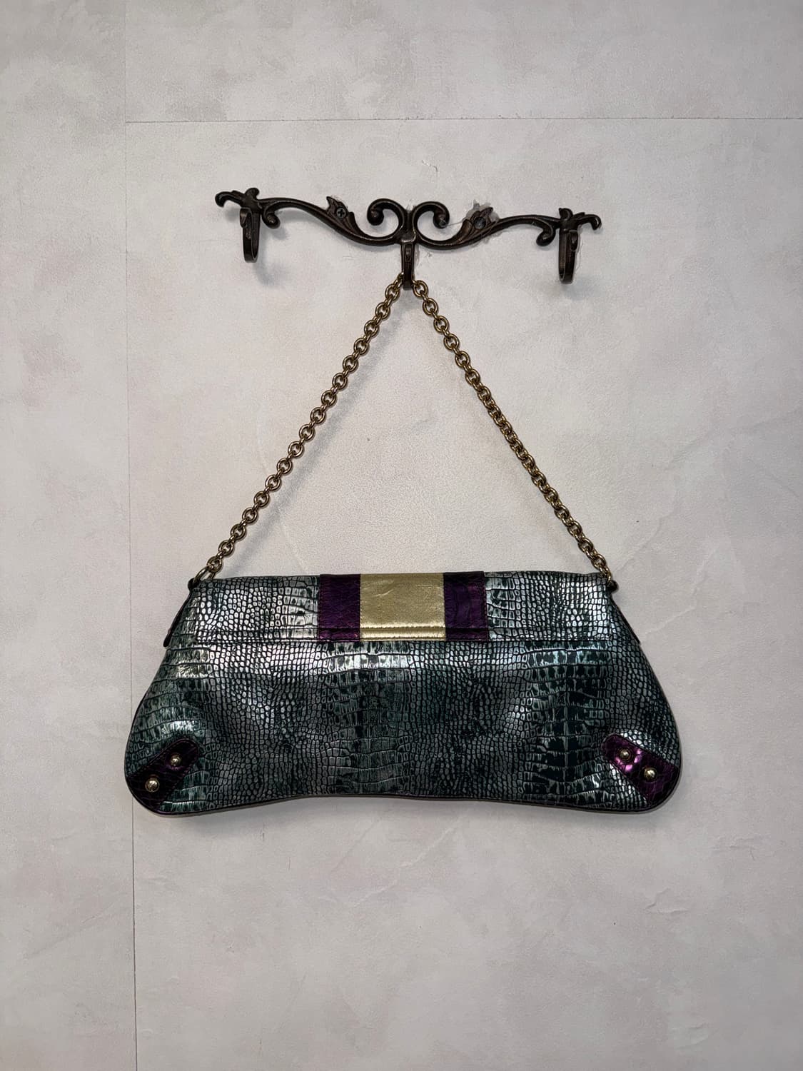 MICHAA metal blue green python chain 숄더백 상품이미지4