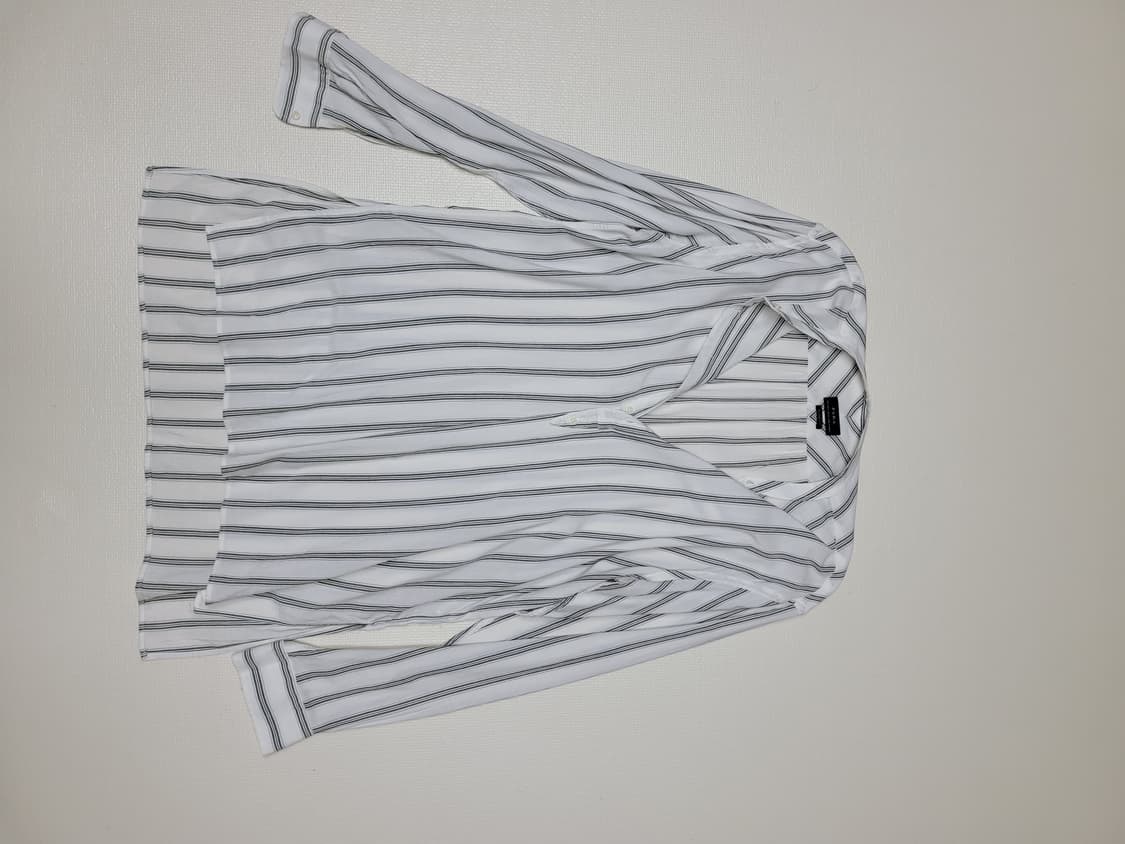 자라 ZARA 남자 스트라이프 헨리넥 풀오버 셔츠 110 화이트 상품이미지8