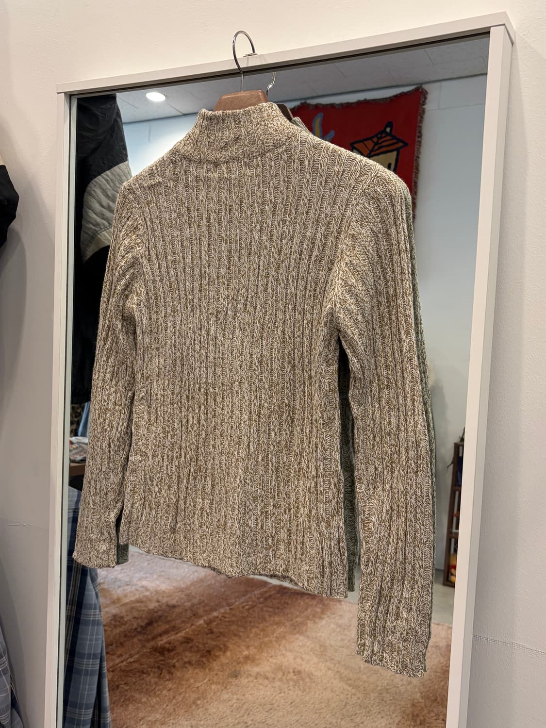 Vtg 빈티지 리브드 니트 집업 상품이미지4