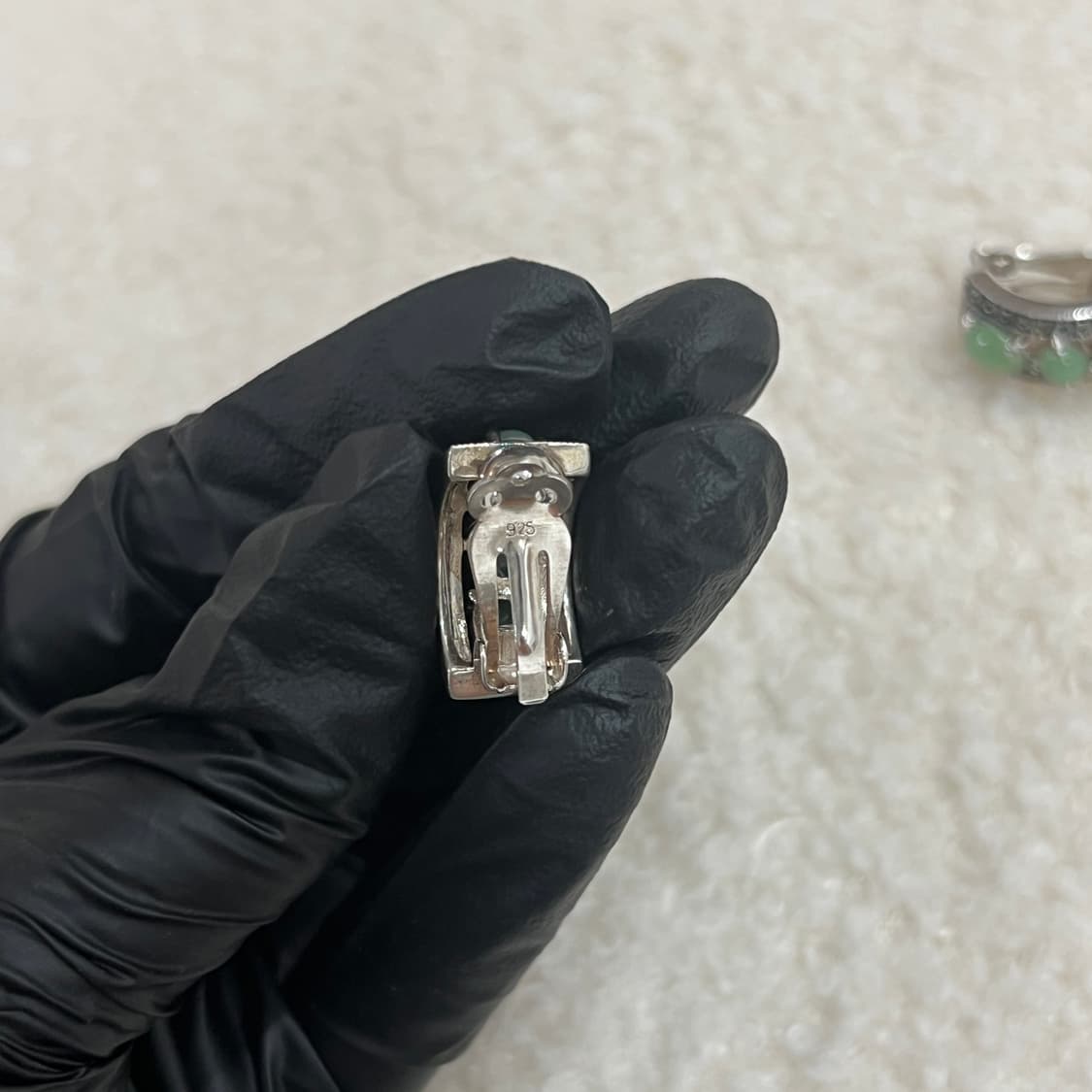 Jade and marcasite 925silver 목걸이&귀걸이 상품이미지4