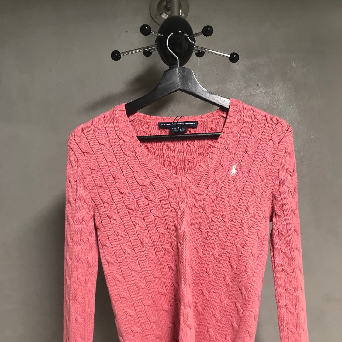 폴로 랄프로렌 케이블 브이넥 니트 핑크 S(W) 상품이미지2