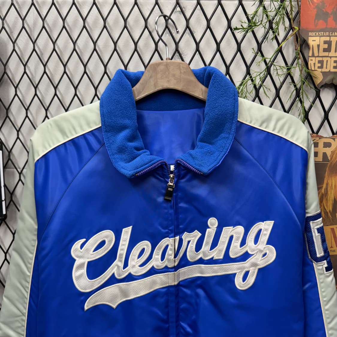 00s JPN VINTAGE 바시티 자켓 전면 빅로고 포인트 블루 상품이미지3