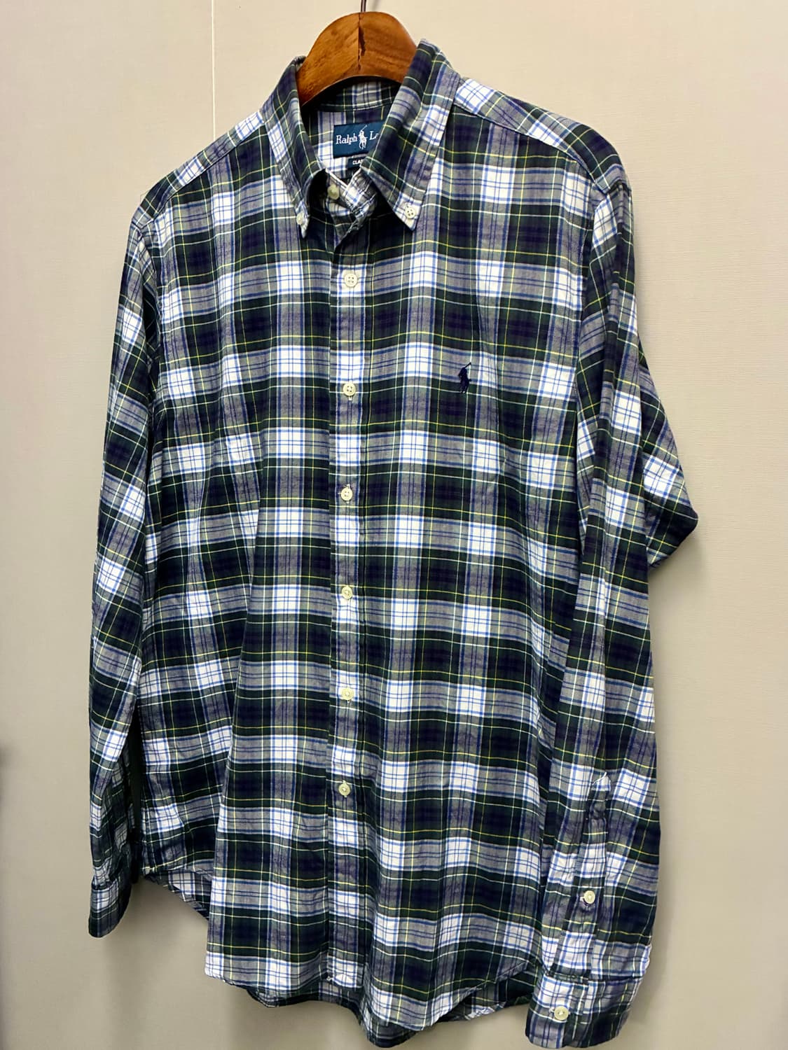 (M~L)POLO 폴로랄프로렌 클래식 그린 타탄체크 버튼다운 셔츠 상품이미지2