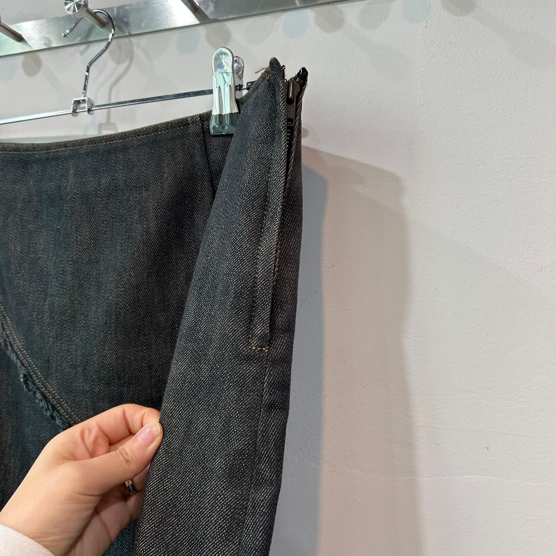 데님 절개 미디 스커트 상품이미지6