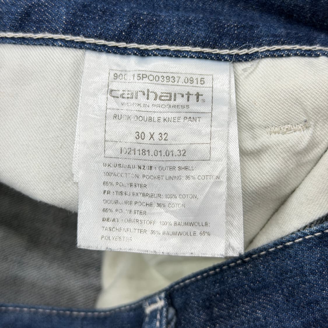 칼하트 WIP 더블니 데님팬츠 바지 30X32 상품이미지4