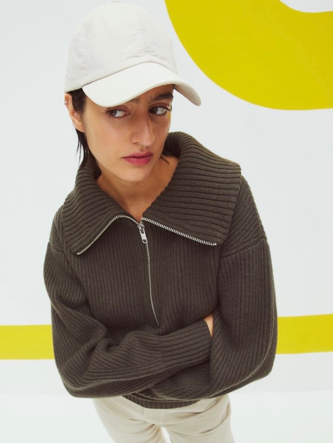 h&m 집업 니트 리브울 스웨터 하프집업 상품이미지1