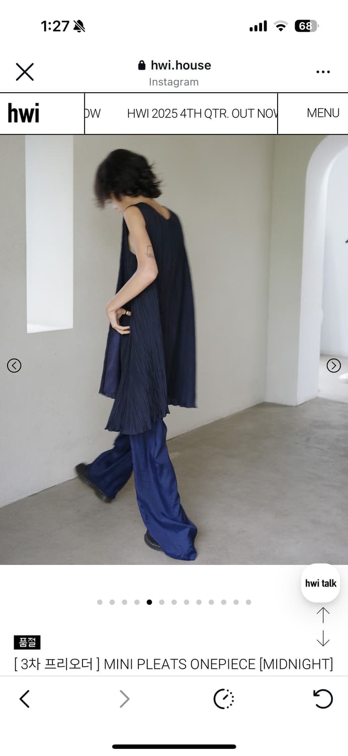 휘 원피스Hwi MINI PLEATS ONEPIECE (MIDNIGHT) 상품이미지2