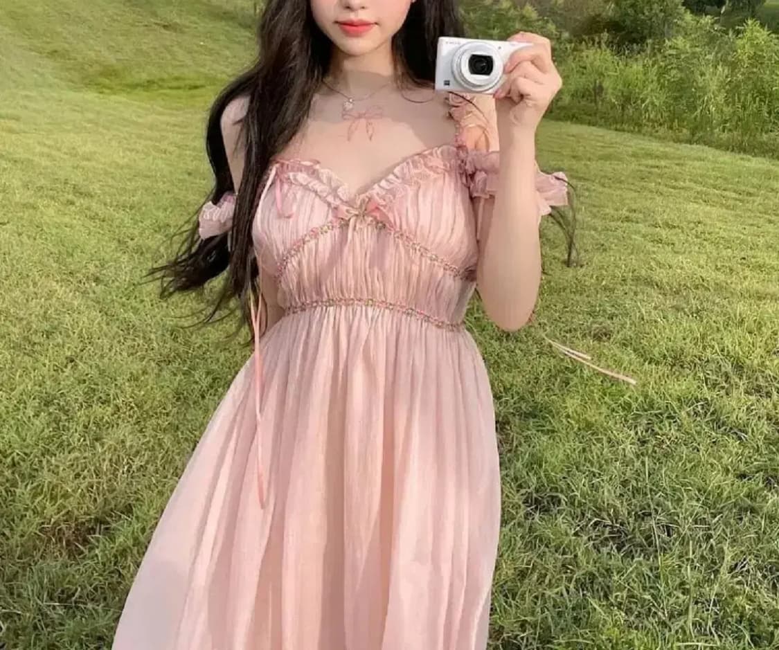 공주룩 여신룩 핑크 롱원피스 상품이미지1