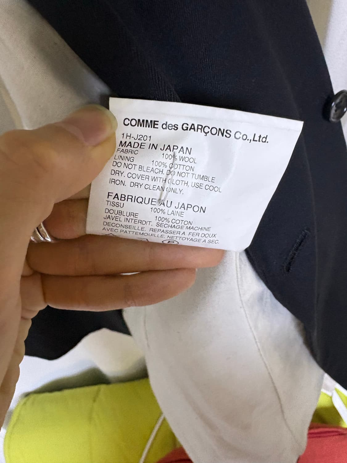 꼼데가르송 블랙 울 코튼 라이닝 더블 브레스티드 블레이저 상품이미지3