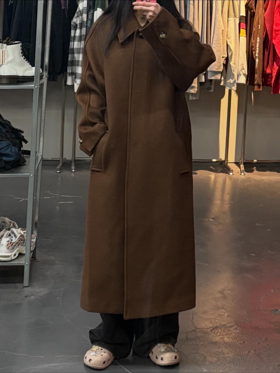 모한 울 버튼 카멜 롱 코트 A3344 상품이미지1