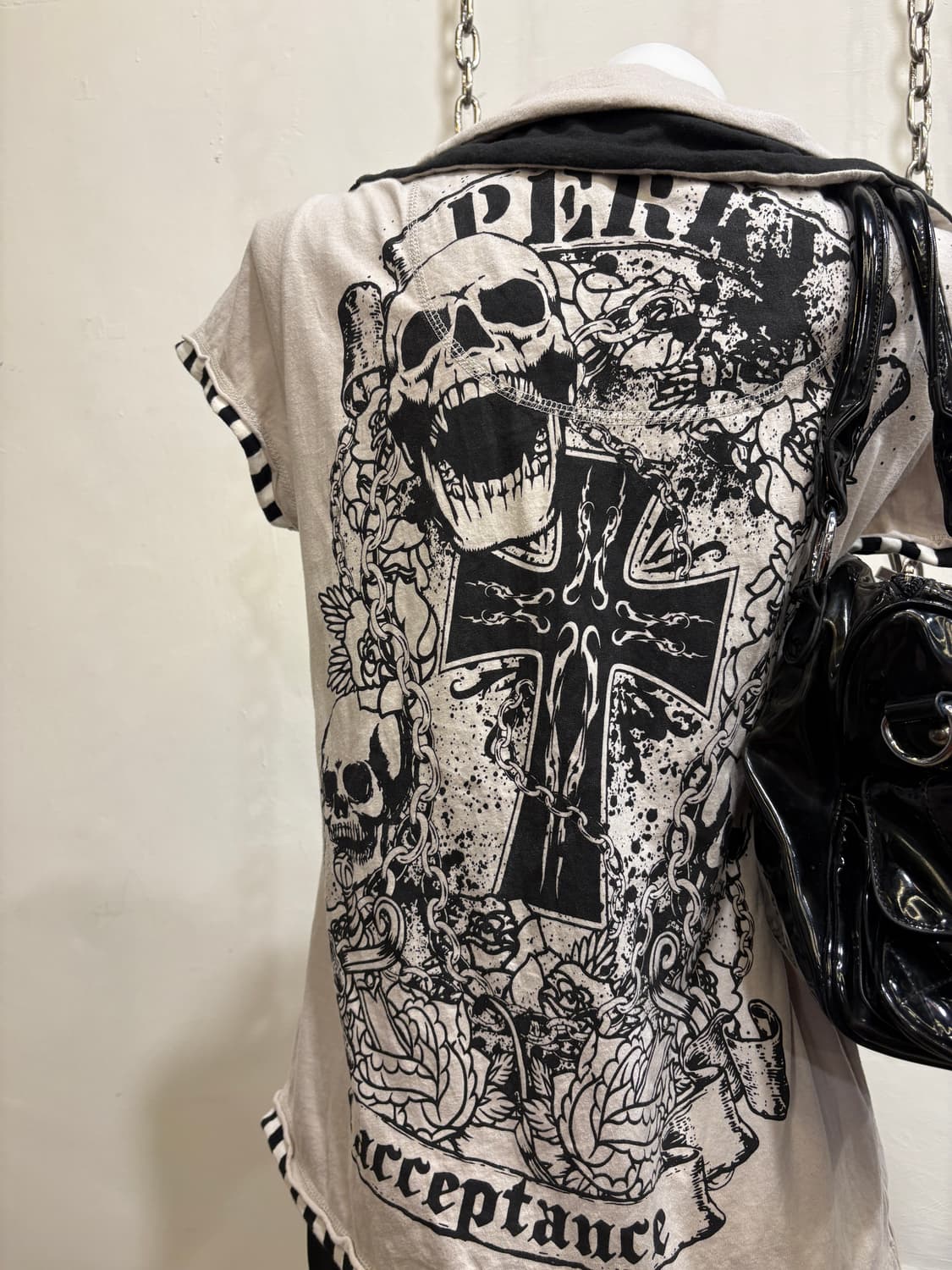 dig deep 디그딥 와이어 카라 스컬 프린팅 티셔츠 펑크 상품이미지1