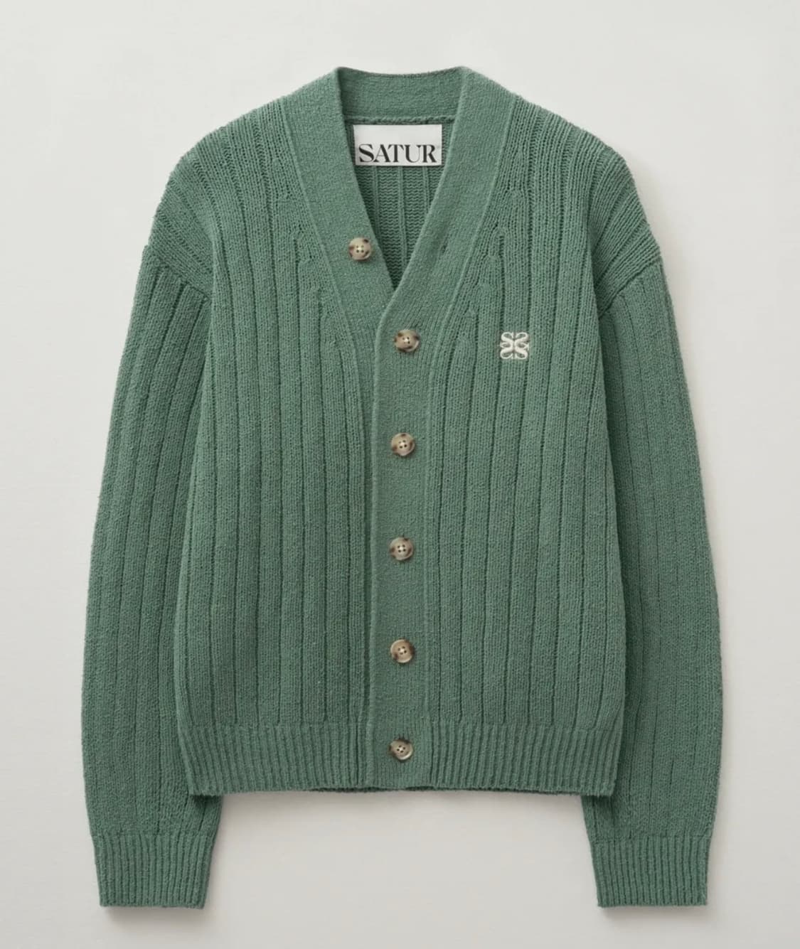 [세터/SATUR] 오버 사이즈 부클 가디건 세이지 그린 M 상품이미지1