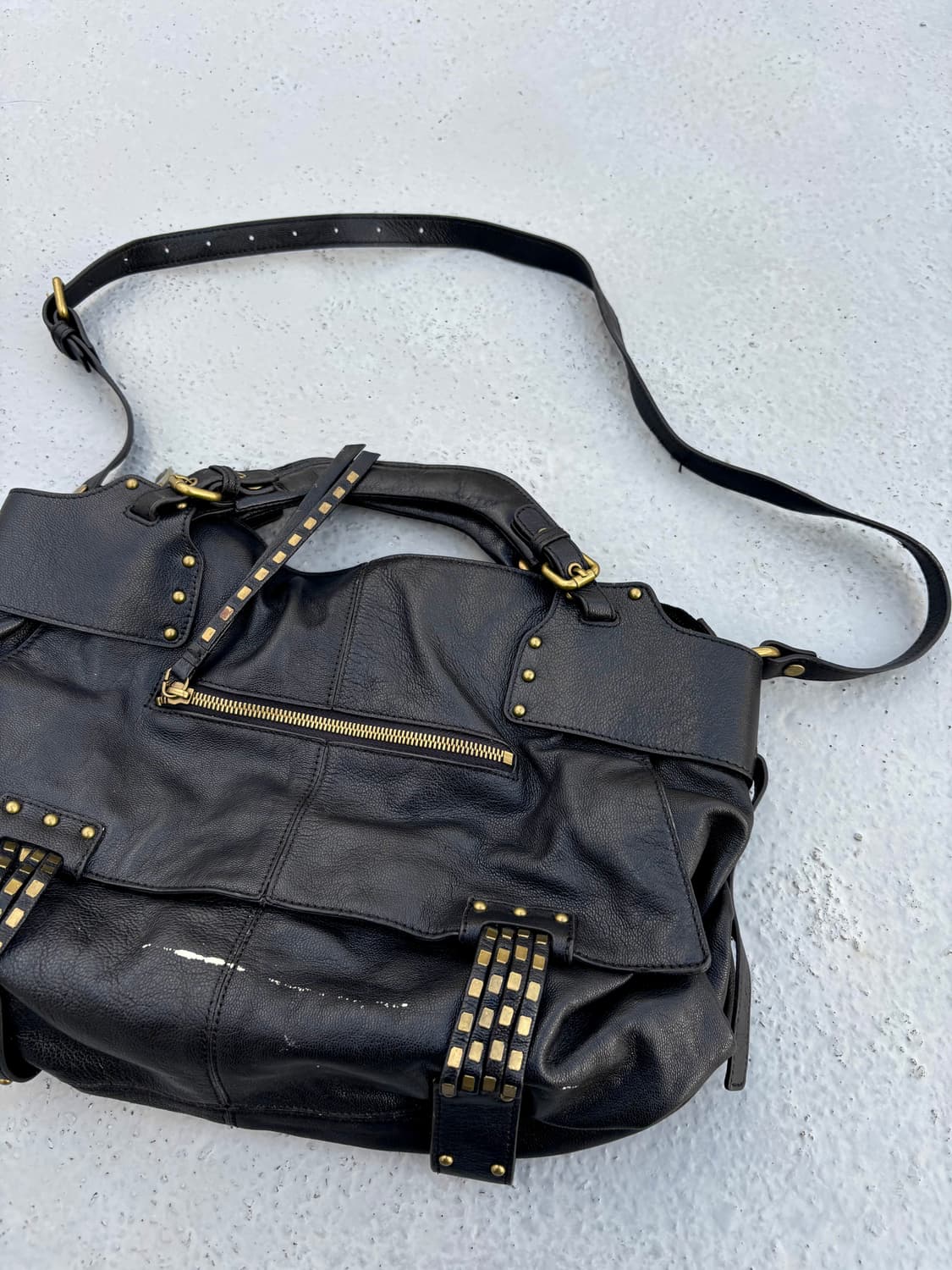 “Vintage”00’s Stud Detail Black Bag 상품이미지4
