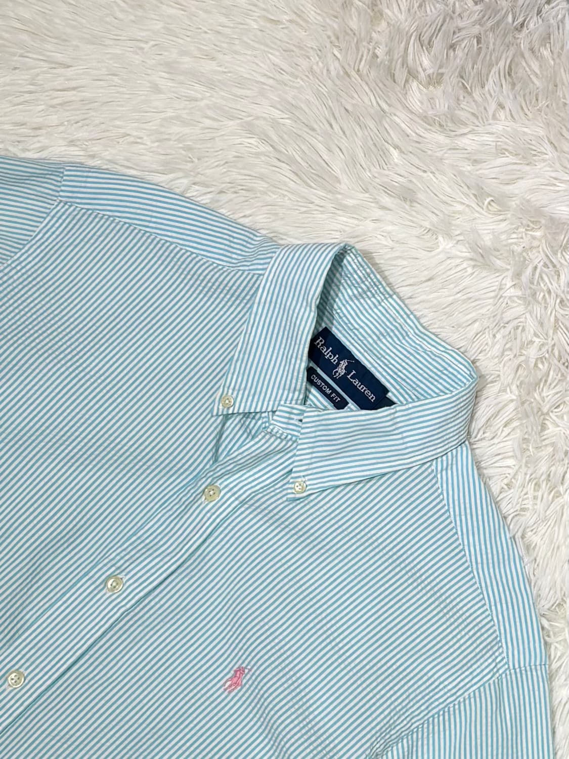 폴로랄프로렌 민트 스트라이프 시어서커 반팔 셔츠 상품이미지4