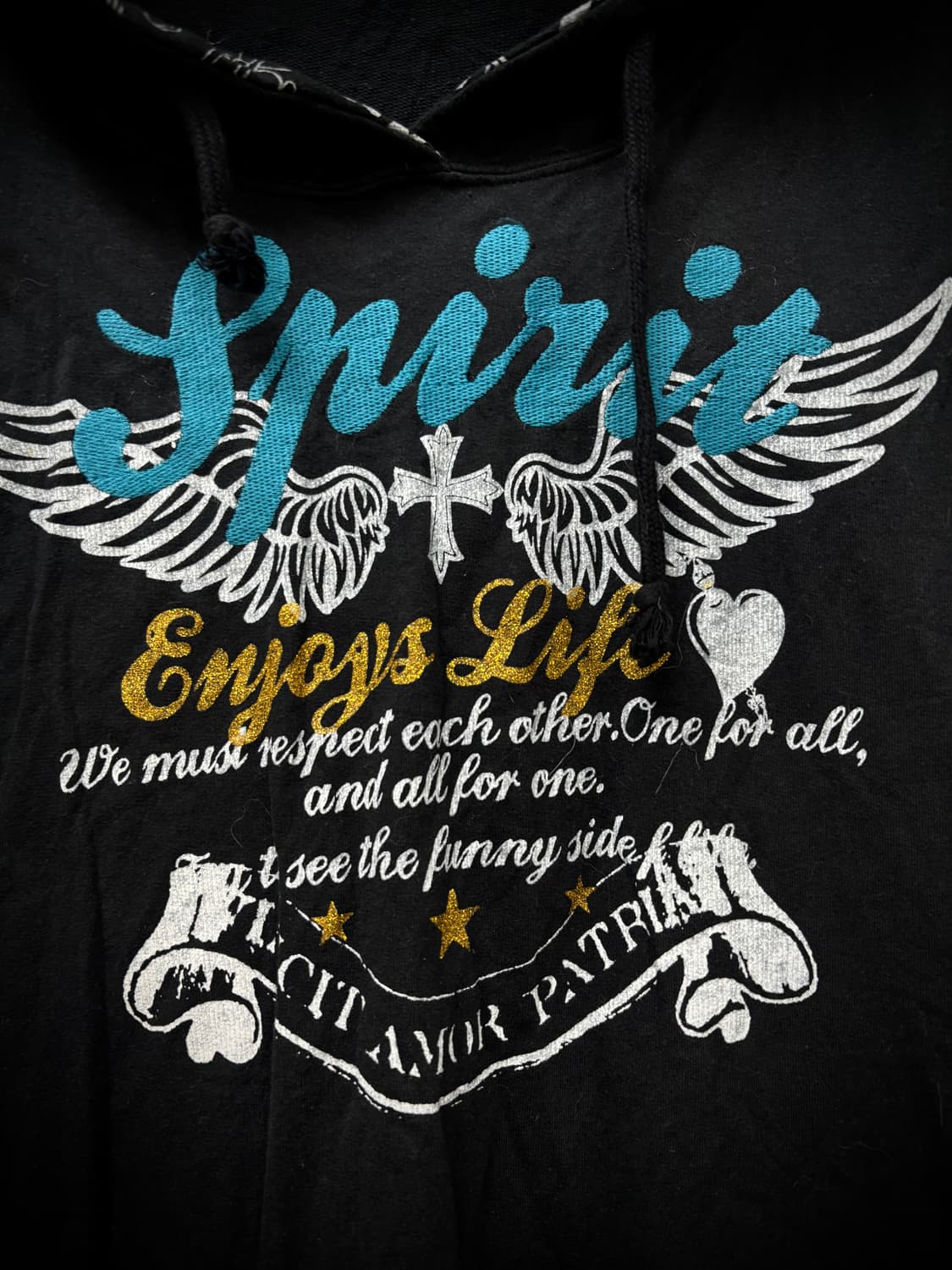 [00‘s] Wings&Cross Print Hoodie Sleeve 상품이미지3