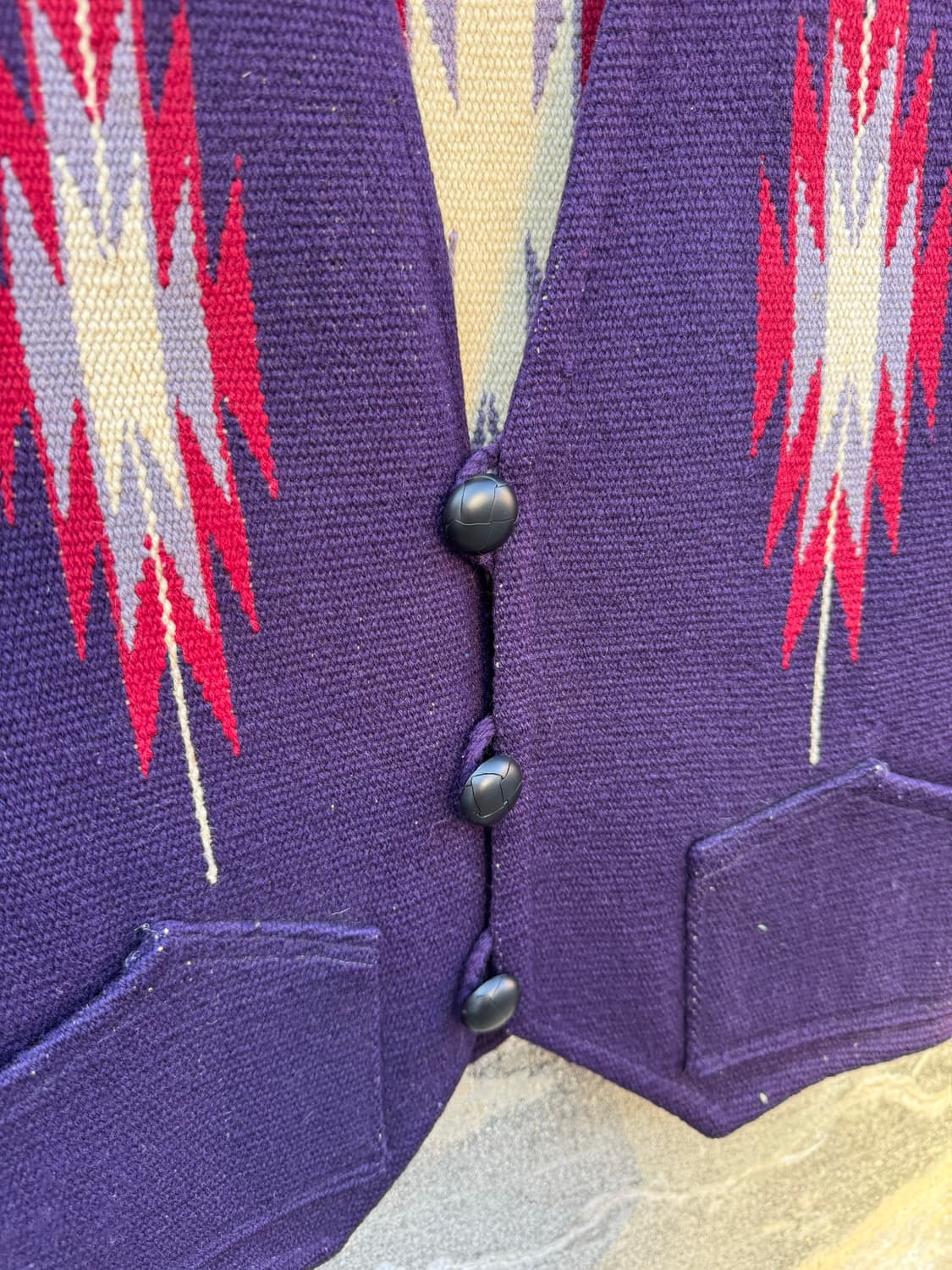 70~80s 빈티지 개인 위버 핸드 우븐 울 오르테가 치마요 베스트 조끼 상품이미지5