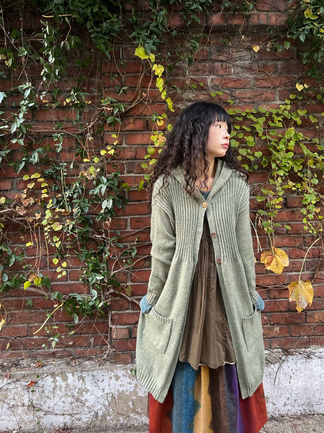 완두콩 니트 후드 가디건 상품이미지2