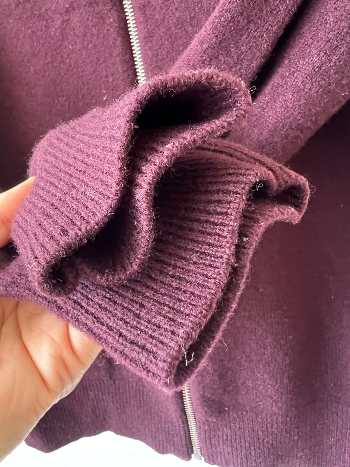 코스 COS 남성 버건디와인 니트집업점퍼 울가디건 상품이미지4