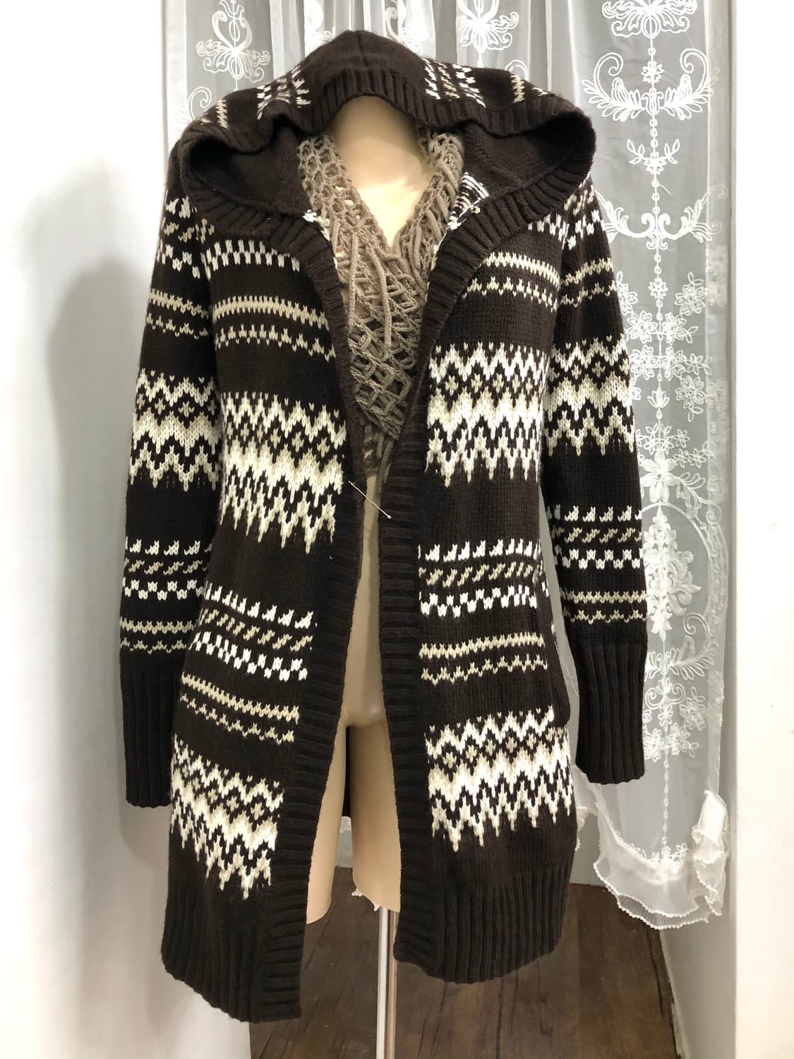 brown nordic pattern knit cardigan 상품이미지1