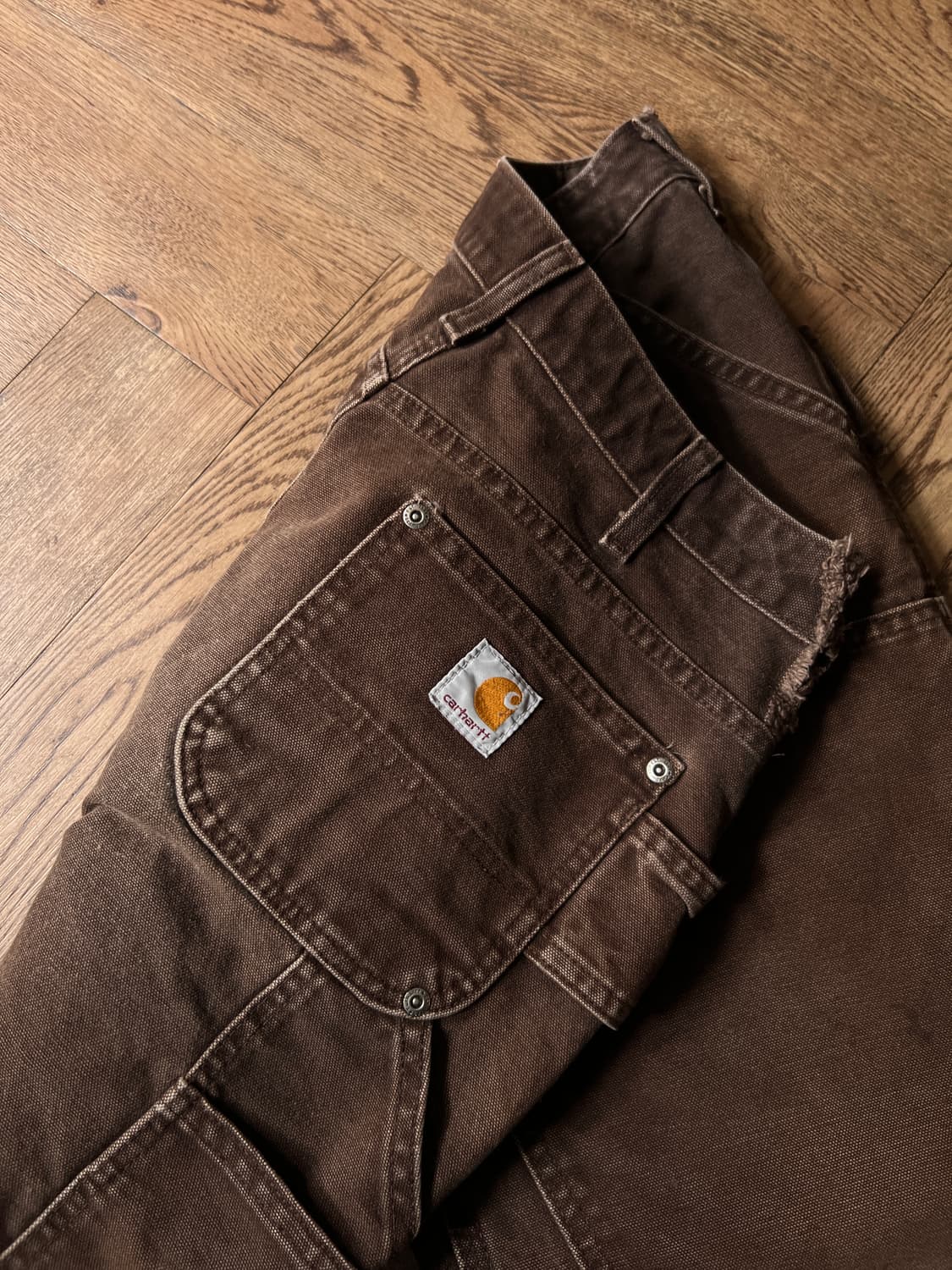[28]칼하트 USA 빈티지 페이딩 다크브라운 더블니 워크 팬츠 상품이미지6