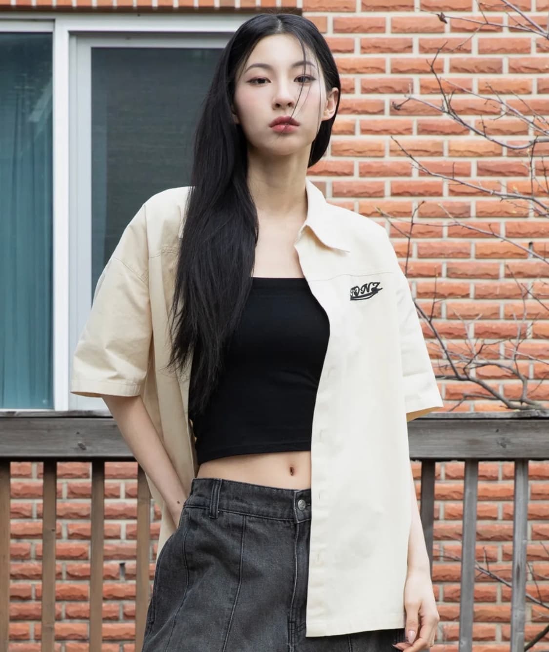엑스톤즈 스켈레톤 코튼 볼링 셔츠 바닐라 상품이미지1