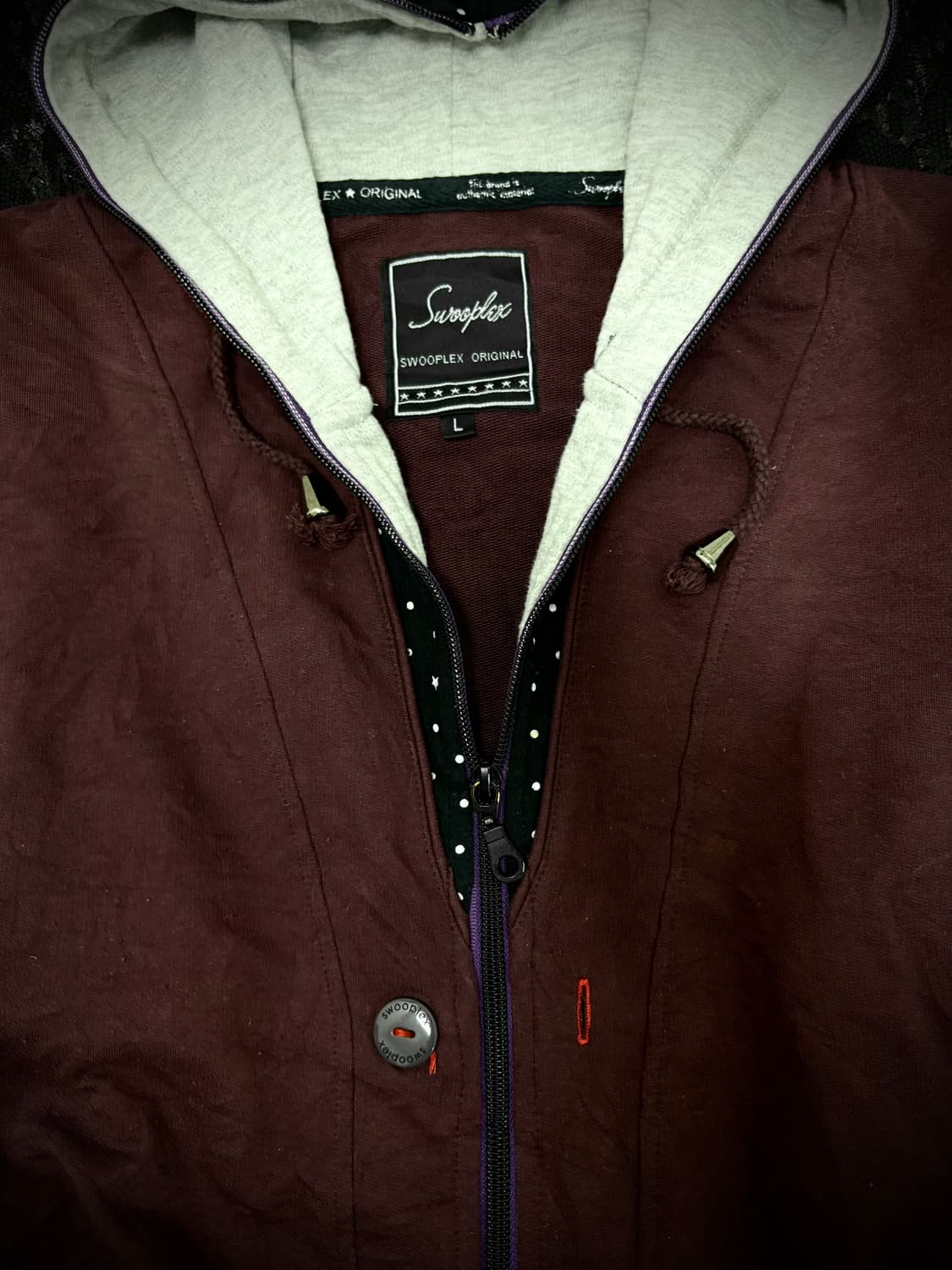 “Vintage” Y2K burgundy Dot Pattern Detai 상품이미지4