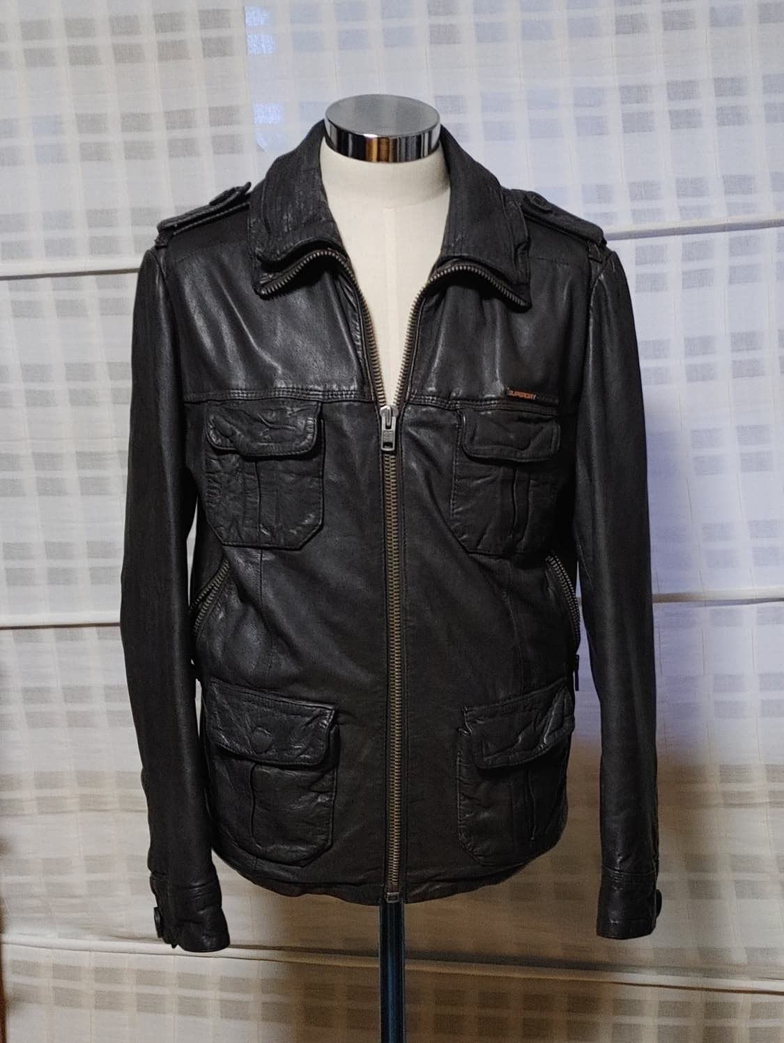 (100% 가죽) 슈퍼드라이 브라운 가죽 자켓 M (95~100) 상품이미지3