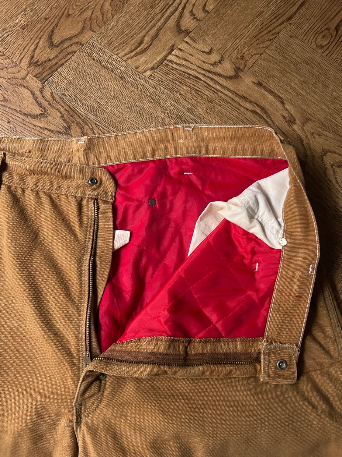 [42]90's 칼하트 Made in USA 퀼팅 라이닝 브라운 워크팬츠 상품이미지2