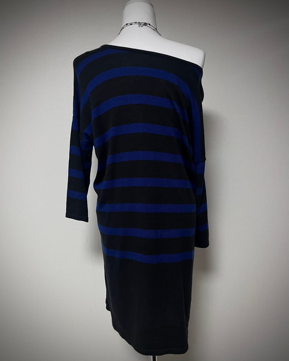 Boogie 오네갸루 블루 스트라이프 니트 원피스 상품이미지5