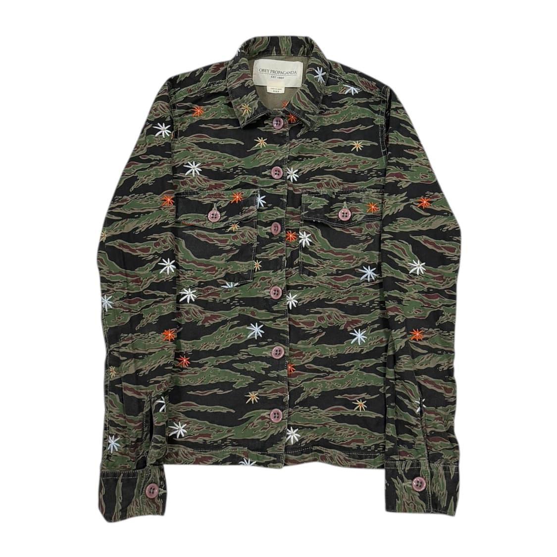 OBAY 오베이 카모 플라워 딱붙핏 셔츠 남방 2XS  상품이미지1