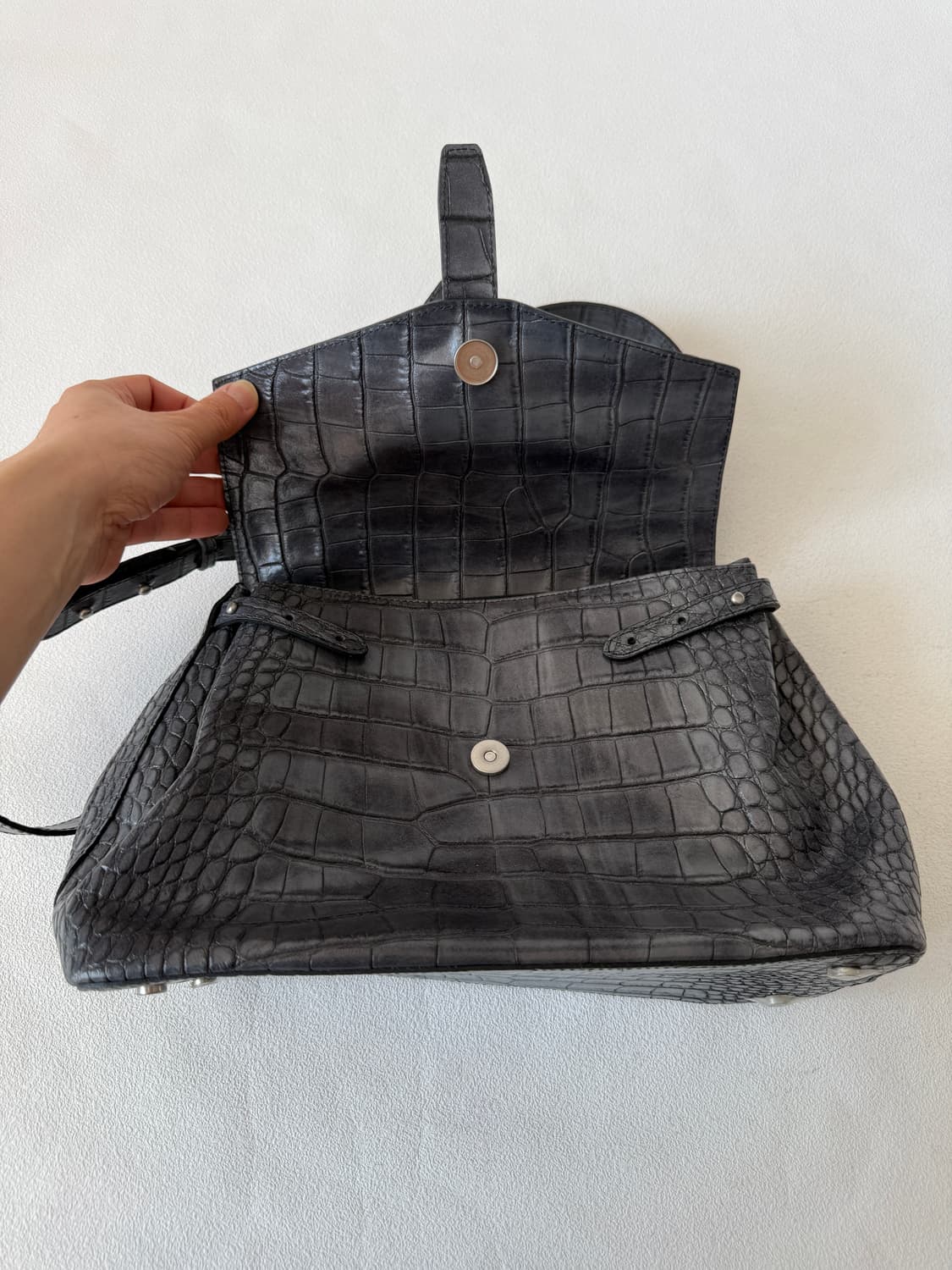 CLAUDIA 크로커패턴 뱀부 토트백(ITALY, 숄더 가능) 상품이미지8