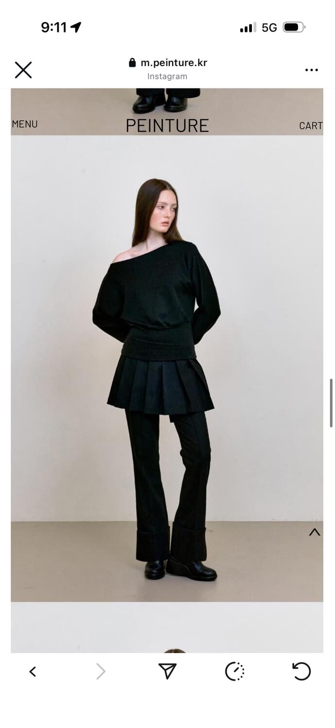 페인츄얼 플리티드 스커트 레이어드 팬츠 블랙 S 상품이미지1