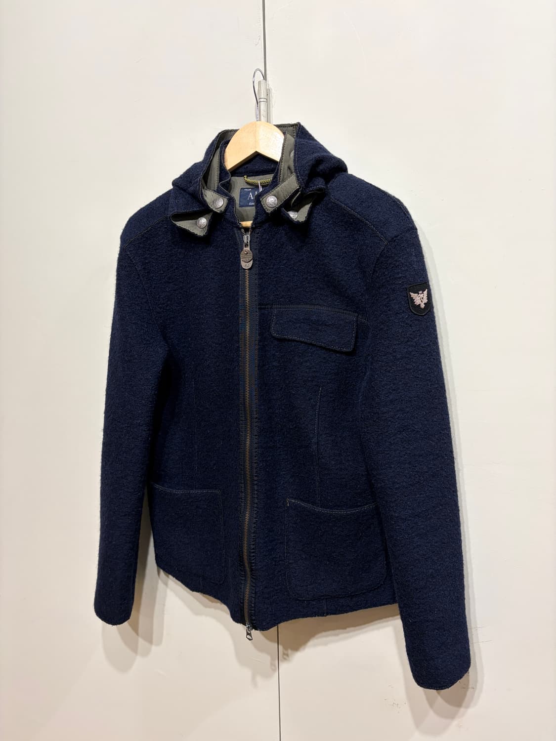 아르마니 진스 스티치 울 후드 자켓 상품이미지3