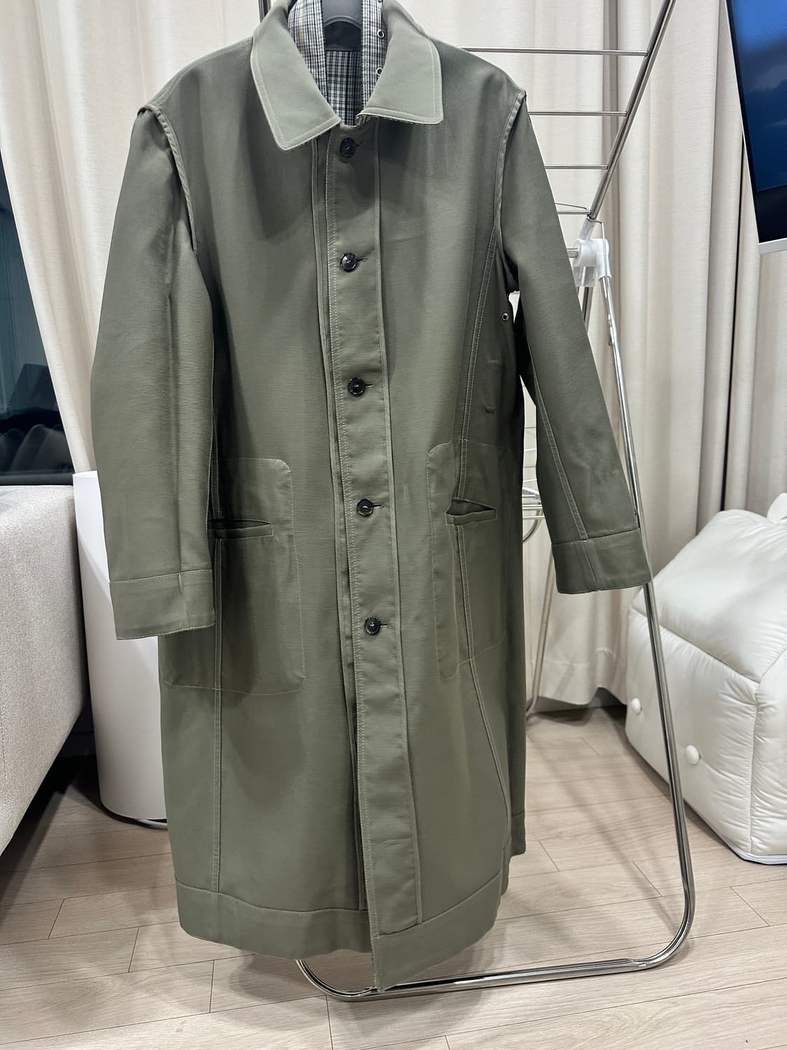 프론트로우x렉토 체크 리버시블 트렌치코트 S 상품이미지5