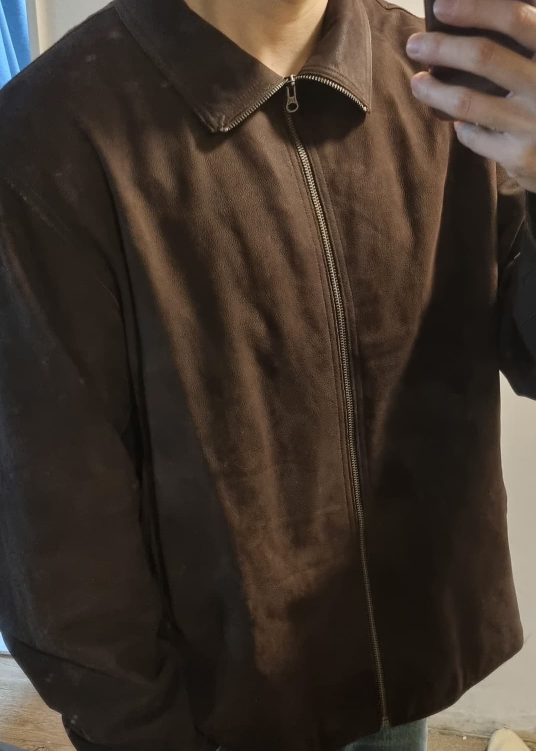 올드갭 누벅 집업 하이넥 레더자켓 상품이미지5