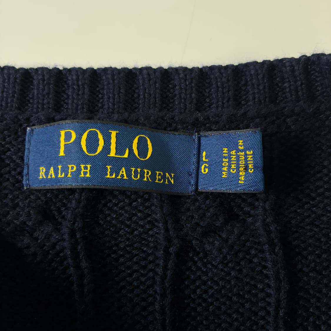 Polo  폴로 랄프로렌 자수 코튼 다크네이비 꽈배기 니트  상품이미지4