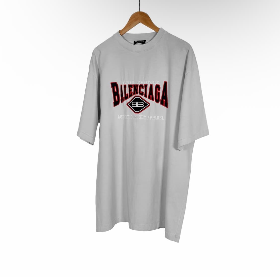 [L] 발렌시아가 남성 어센틱 자수 로고 오버사이즈 반팔 티셔츠 화이트 상품이미지2