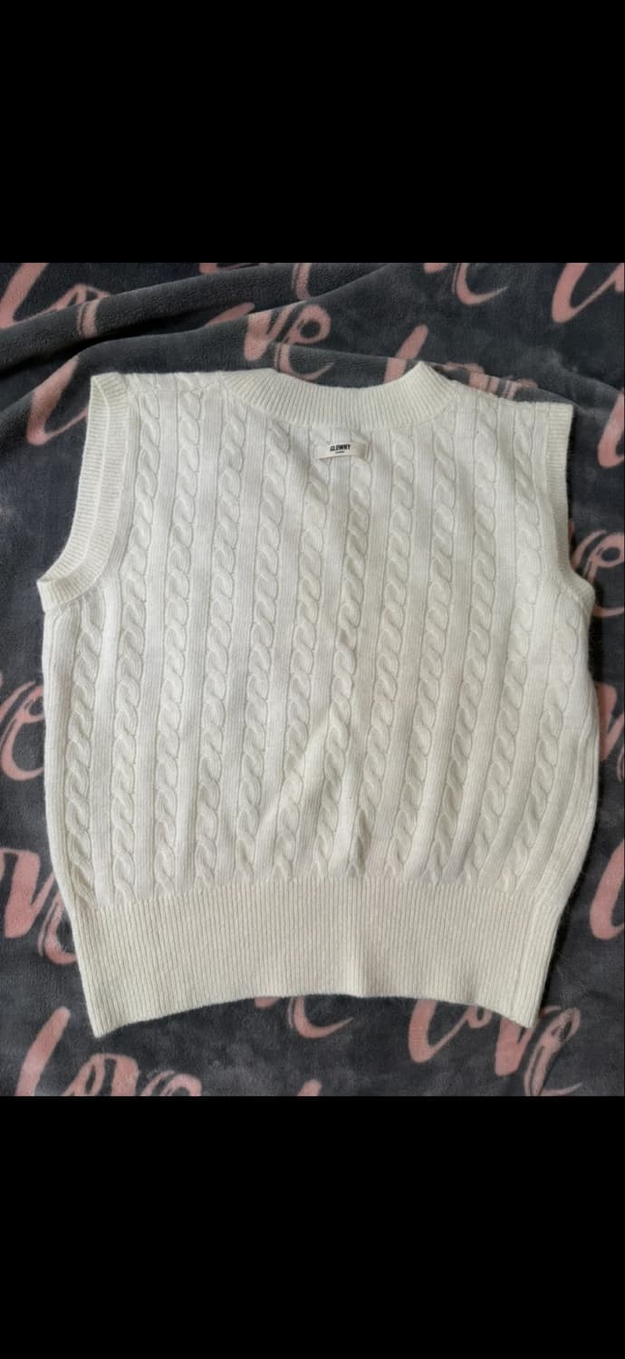 글로니 크림색 니트 조끼 상품이미지4