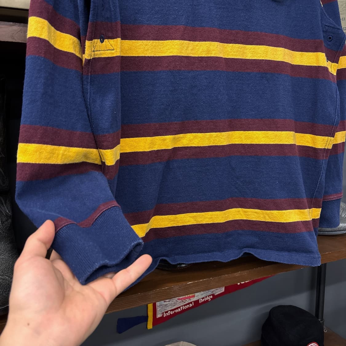 90s 폴로 랄프로렌 크라운 크레스트 스트라이프 럭비셔츠 N929 상품이미지4