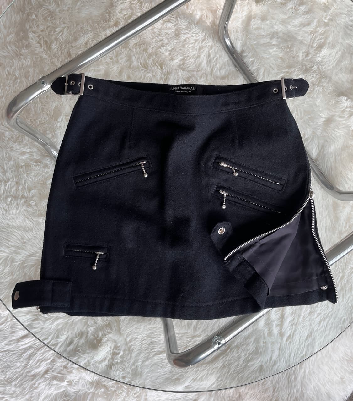 2007 준야 와타나베 울 캐시미어 블렌드 멀티 지퍼 디테일 미니 스커트 상품이미지1