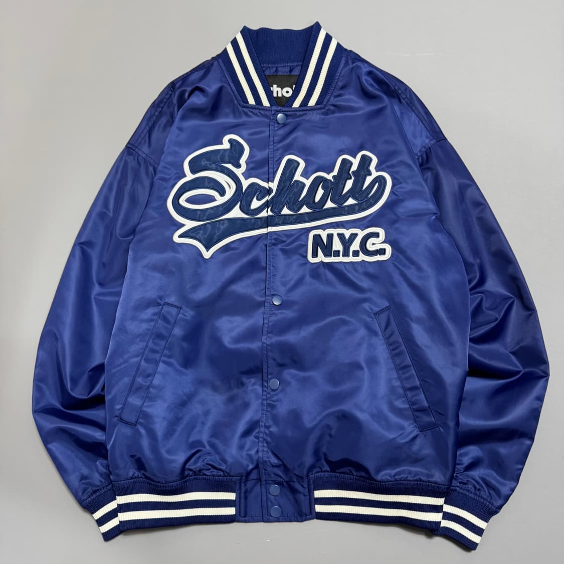 쇼트(Schott) 22ss 블루컬러 스펠링 로고 나일론 바시티 자켓 상품이미지6