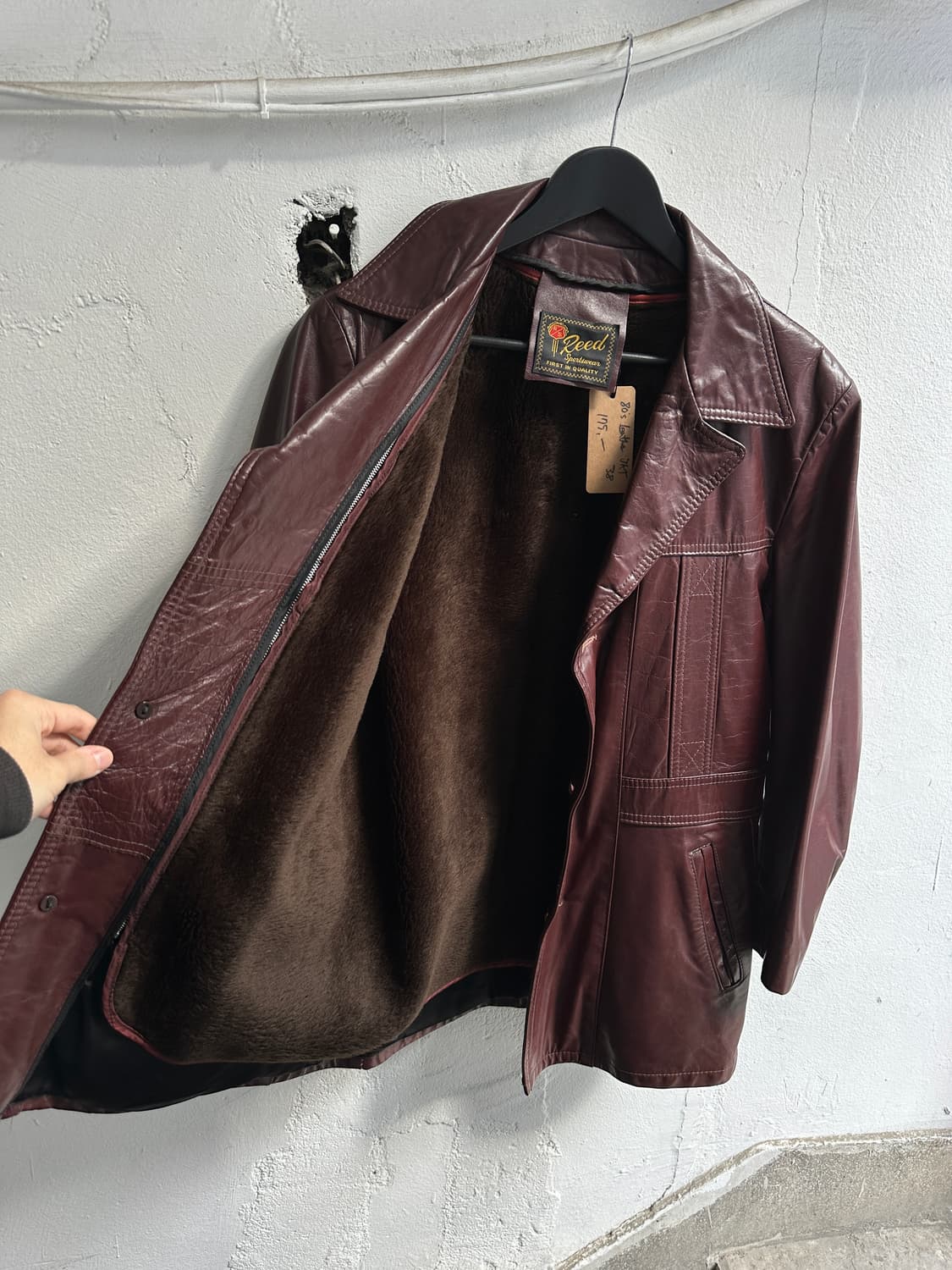 80's 빈티지 버건디 레더 코트 파이트클럽st 상품이미지7