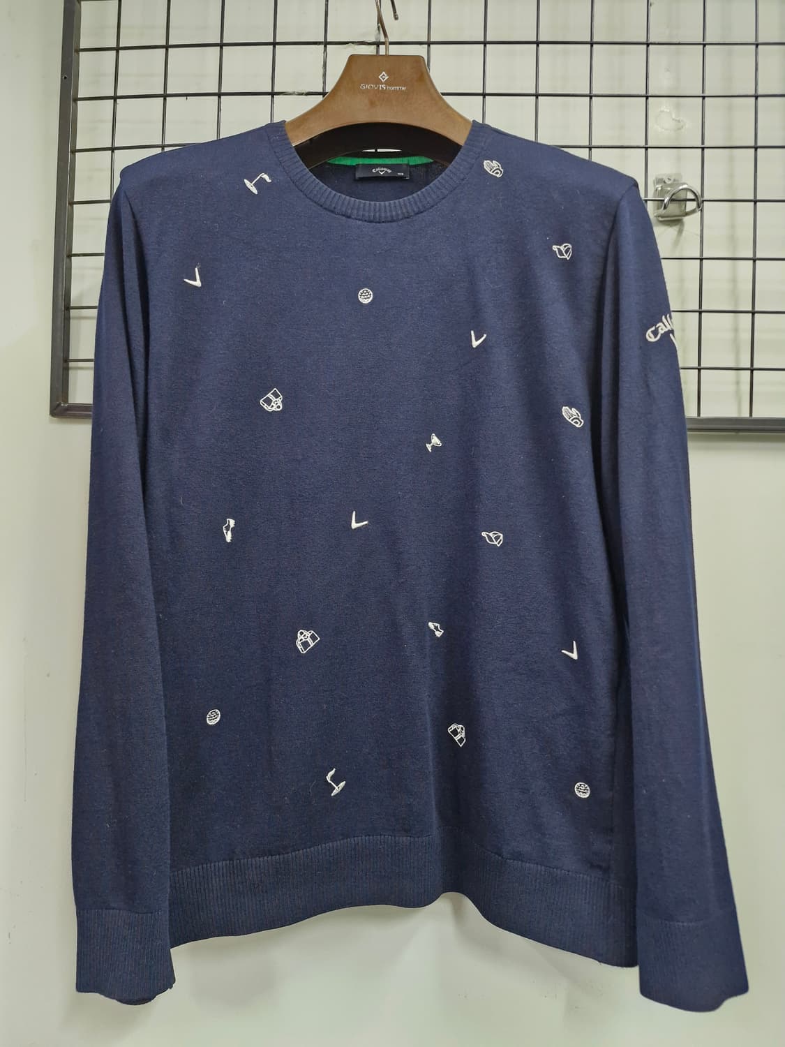 100L 캘러웨이 네이비 골프 패턴 니트. 상품이미지1