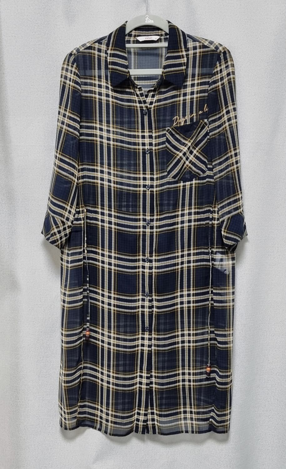ZISHEN 지센 체크 시스루 롱셔츠(90) 상품이미지4