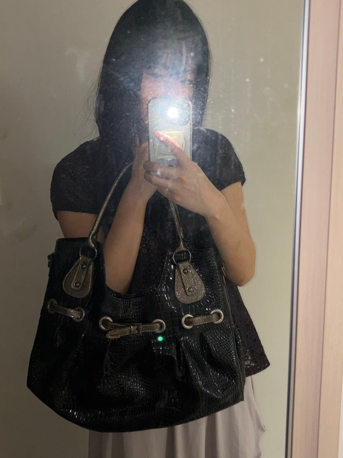 빈티지 에나멜 가죽 숄더백 히메갸루 고스펑크 고딕 상품이미지6