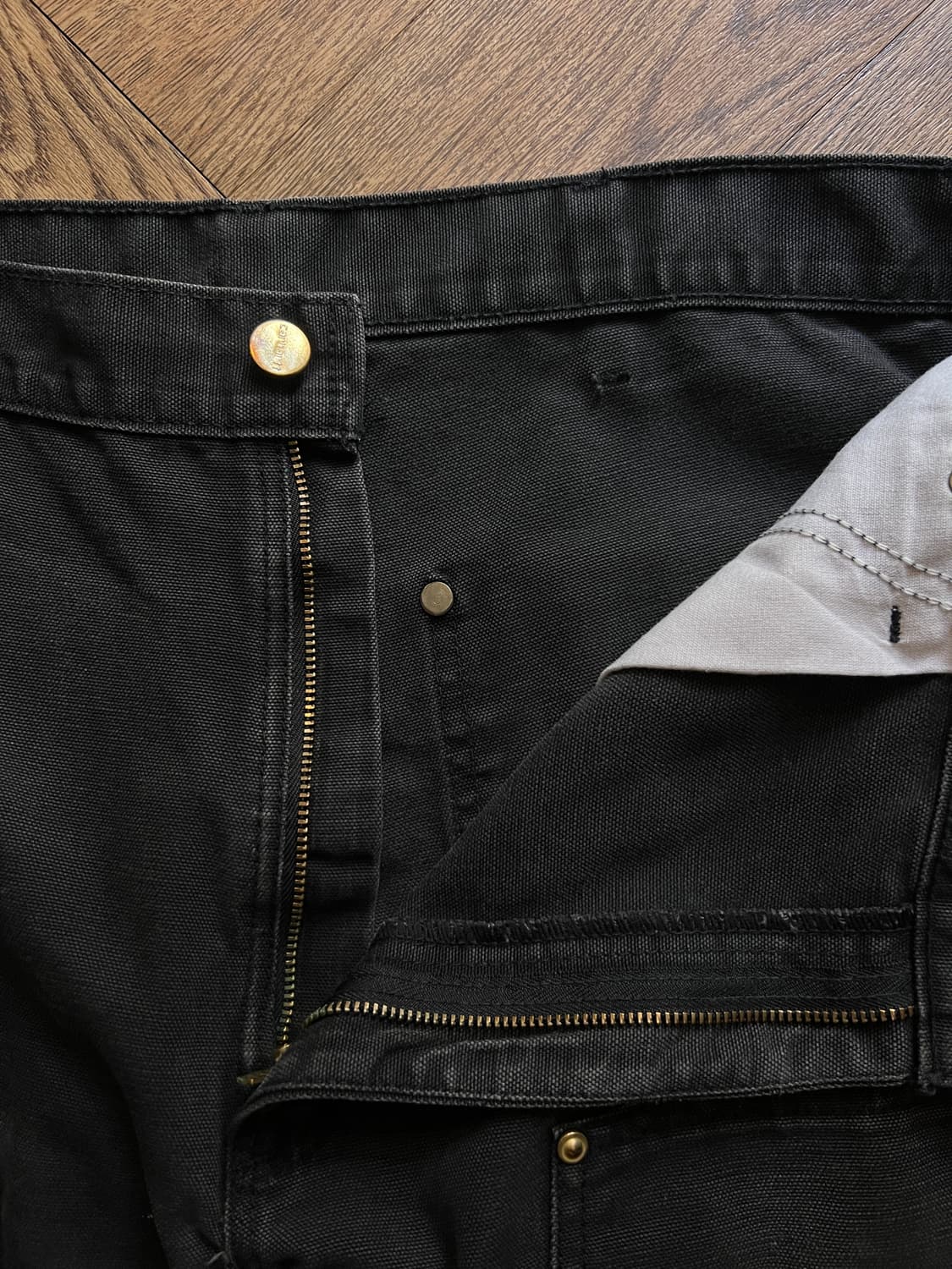 [36]칼하트 Made in USA 빈티지 페이딩 블랙 더블니 워크 팬츠 상품이미지3