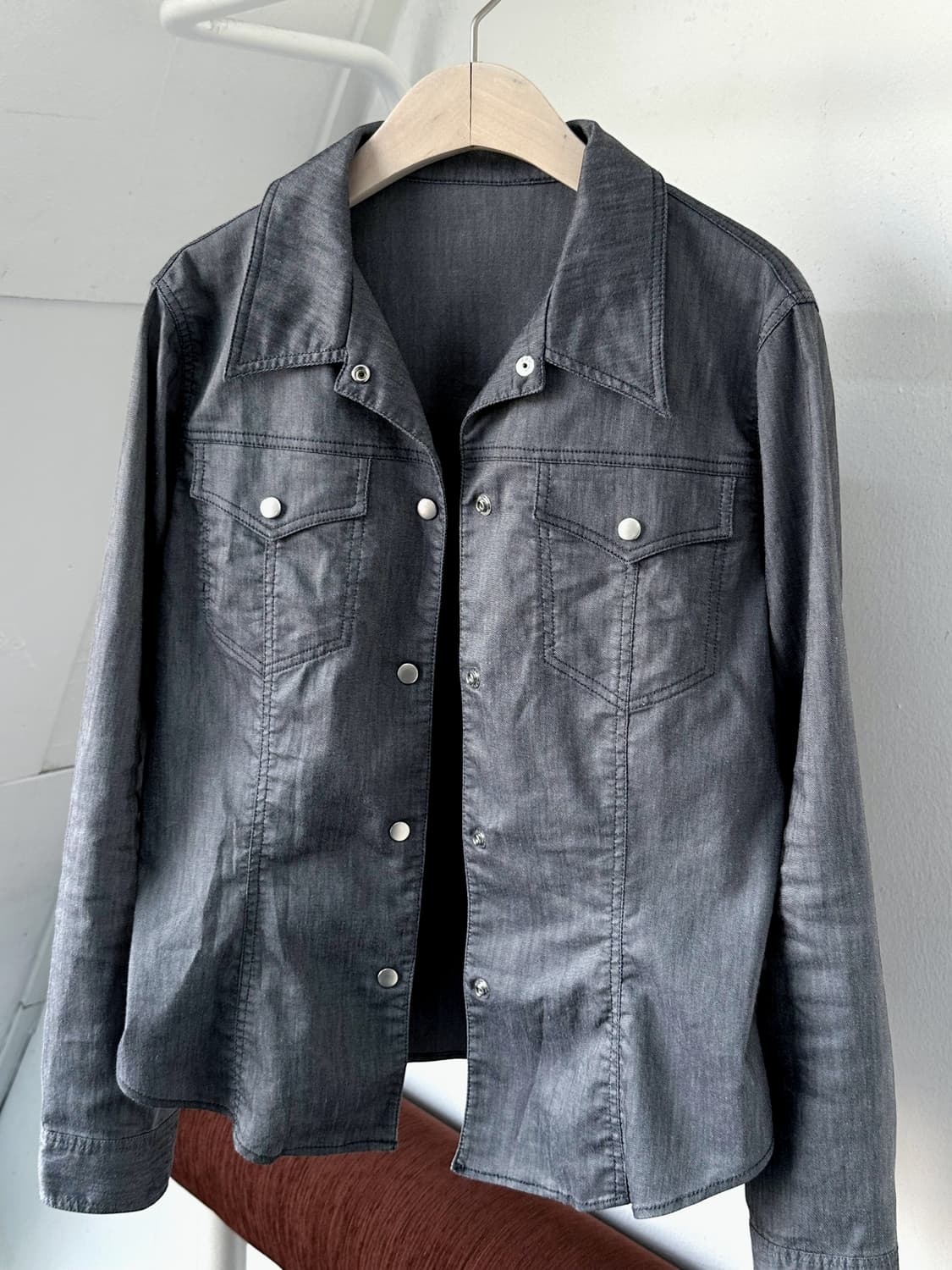Stretched cotton linen western shirt 상품이미지1