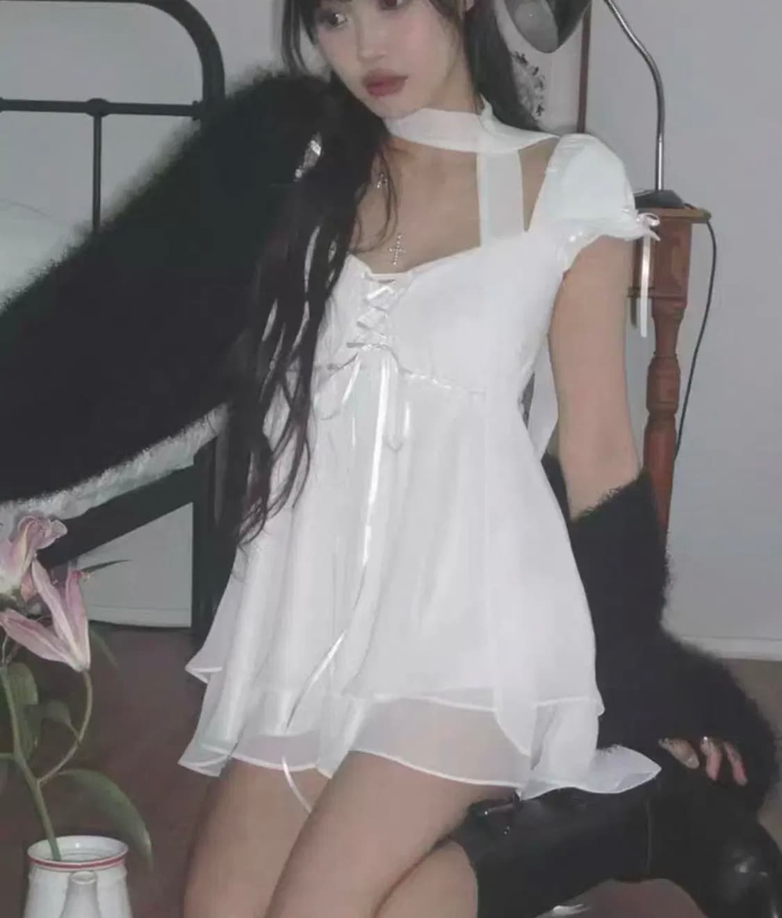 엔젤넘버555 스노우엔젤 블라우스 원피스 상품이미지1