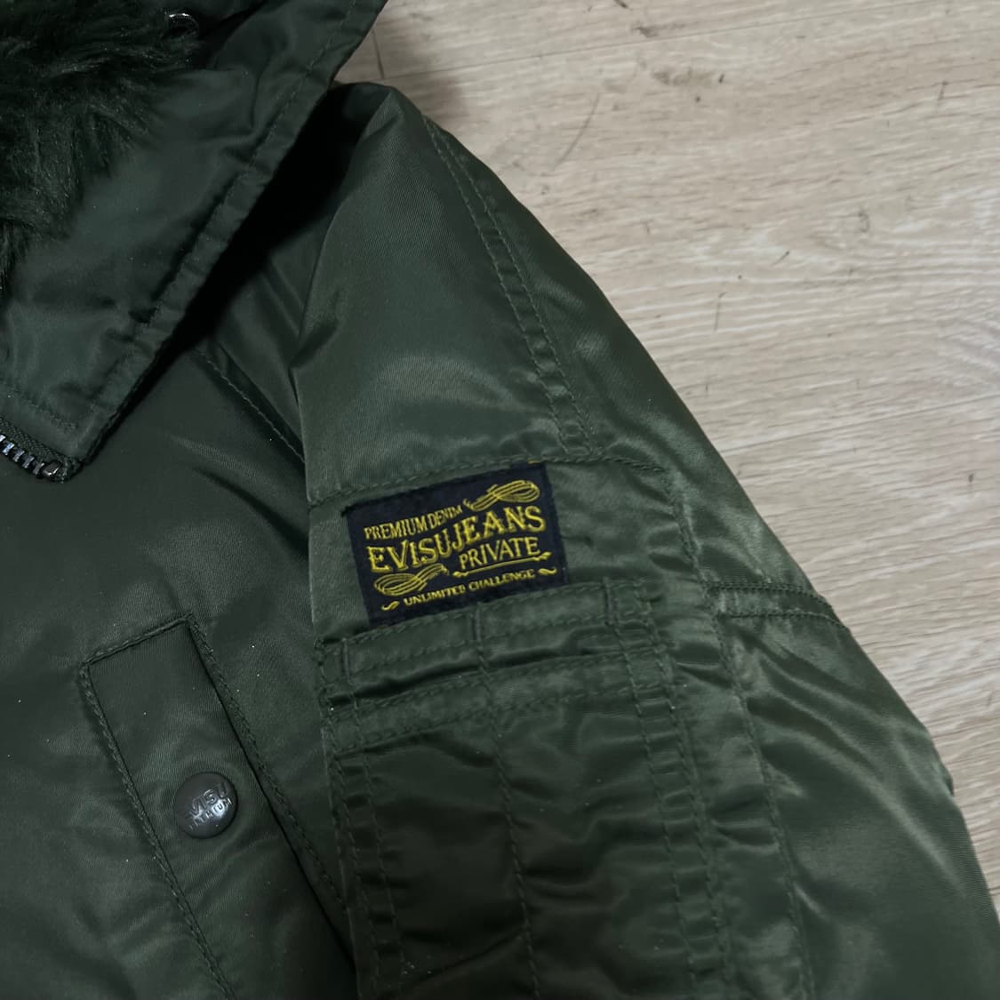 에비수 덕다운 후드 야상 롱패딩 점퍼 [카키] S/90 상품이미지4