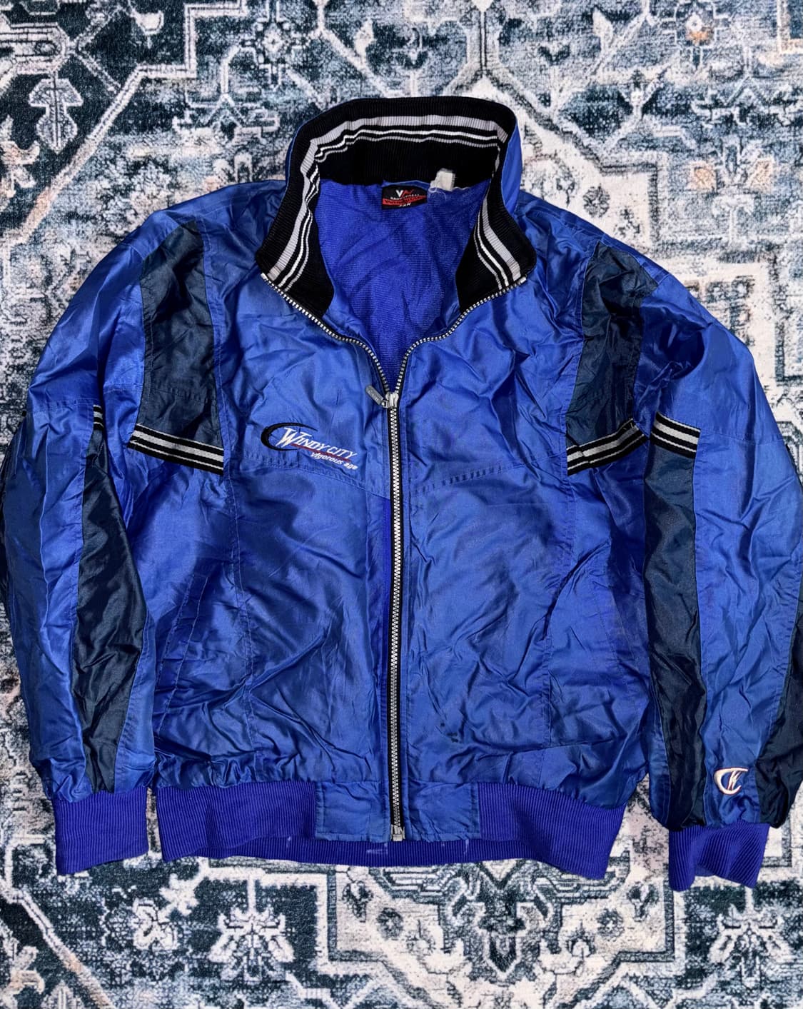 일본 빈티지 스포티 블루종 바람막이 점퍼 상품이미지1